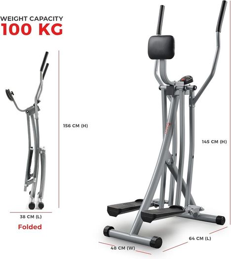 Health & Fitness Elliptical Cross Trainer w/ LCD Monitor, Air Walker Exercise Machines For Home Gym Workouts