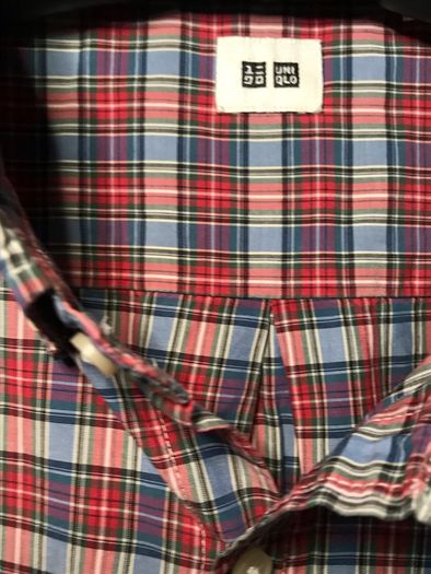 Uniqlo Mens Size Large Red Check Pattern Long Sleeve Shirt