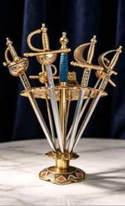 Vintage Spanish Toledo Cocktail Sword Pick Set  8 Miniature Swords