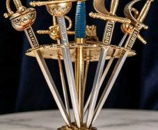 Vintage Spanish Toledo Cocktail Sword Pick Set  8 Miniature Swords
