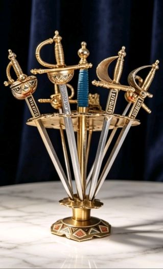 Vintage Spanish Toledo Cocktail Sword Pick Set  8 Miniature Swords