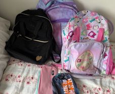 3 school bags and 2 pencil cases