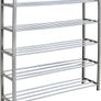 NEW SALE | 5 Tier Shoe Slots Rack - Space Saving Shoe Storage Organiser with Quick, Tool-Free Assembly - Shoe Slots Holds 15-20 Pairs - Dimensions (L) 75.5cm x (W) 18.5cm x (H) 75.5cm - Silver Image 5