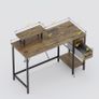 Computer Desk with Drawers Power Outlets 100 cm Office Storage Monitor Stand Reversible Small Desks for Home Bedroom Brown Image 3
