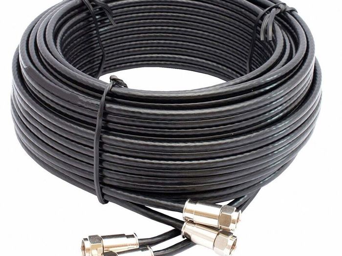 Satellites 10 m Twin Satellite Shotgun Cable Extension Kit with Premium Fitted Compression F Connectors for Sky q HD and Freesat - Black (10M, BLACK)