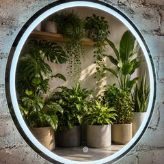 LED Bathroom Mirror Bluetooth Speakers Bright Light Makeup