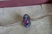 Pandora purple and blue floral murano glass charm, known as the (Flowers for You) design very good condition hallmarked