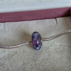 Pandora purple and blue floral murano glass charm, known as the (Flowers for You) design very good condition hallmarked