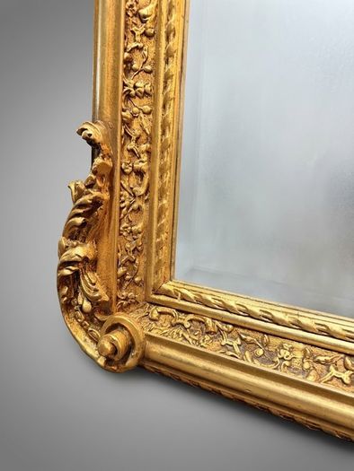 French Style Gilt Wood & Plaster Panel Mirror