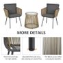 3 PCS Webbed Wicker Rattan Patio Furniture Conversation Bistro Set 2 Chairs 1 Coffee Table w/ Metal Legs for Garden, Backyard, Deck Image 6