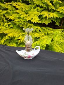 Rose ceramic miniature oil lamp postage possible