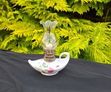 Rose ceramic miniature oil lamp postage possible