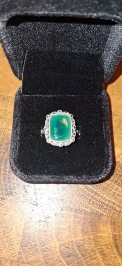 9ct Gold Silver Agate Ring