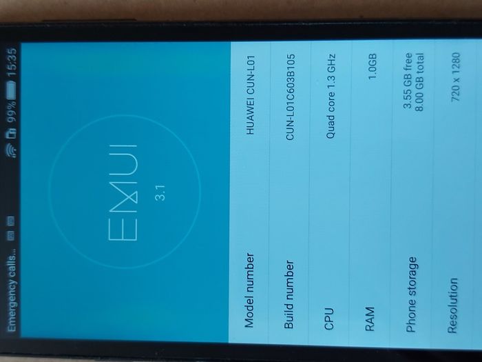 HUAWEI Mobile Phone, Model Cun-L01, 8GB, in very good condition