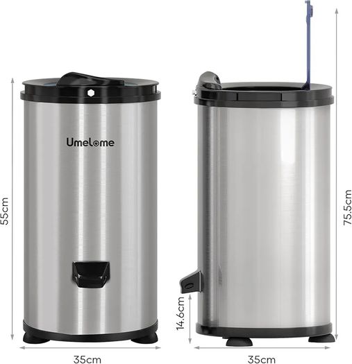 Spin Dryer 4kg by Umelome, Energy&Power Saving Spinner 2800 RPM Clothes Dryer, Energy Efficiency Class: A+++, Gravity Drain dryer, Silvery