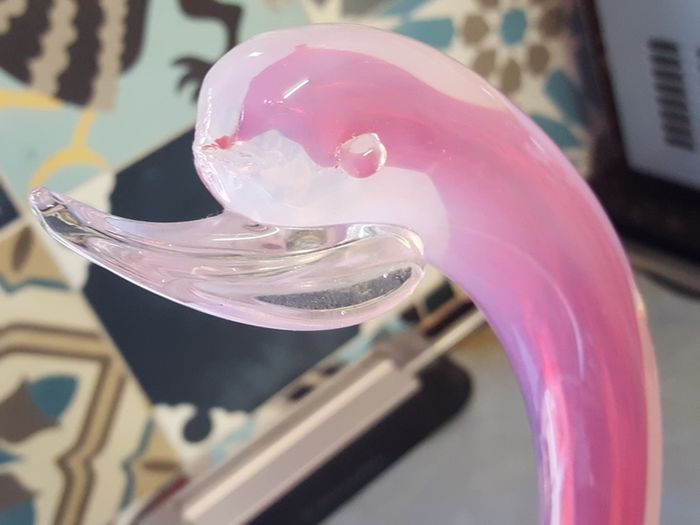 Murano Glass Pink Opaline Swan