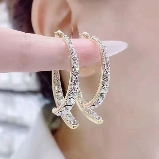 Cross Curved Earrings material alloy  colour silver