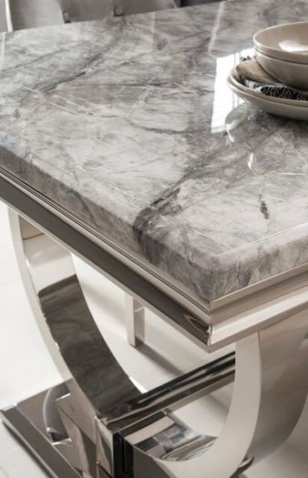 Marble top dining table and 6 chairs