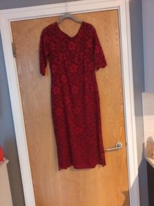 Jolie Moi Red   Lace Dress (Lined).  S.16   B.N.W.T.