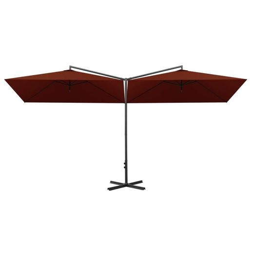 Double Parasol with Steel Pole Terracotta 600x300 cm