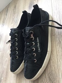Lacoste Calvin Klein black flat shoes sneakers trainers size UK7 unisex