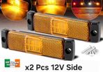 x2 Pcs12V LED Amber Orange Side Marker Board Lights Trailer Truck Van Bus Camper