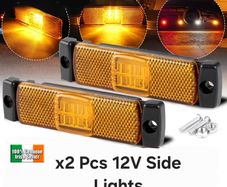 x2 Pcs12V LED Amber Orange Side Marker Board Lights Trailer Truck Van Bus Camper