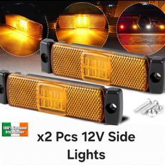 x2 Pcs12V LED Amber Orange Side Marker Board Lights Trailer Truck Van Bus Camper
