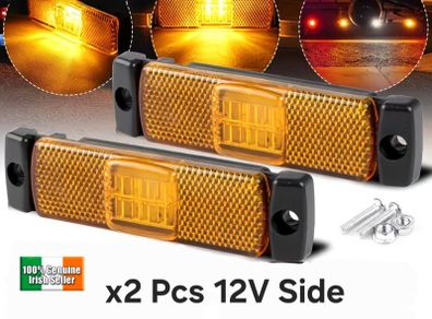 x2 Pcs12V LED Amber Orange Side Marker Board Lights Trailer Truck Van Bus Camper