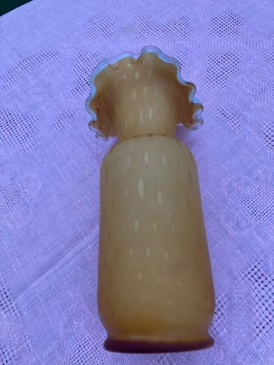 Studio glass yellow  glass vase tear drop effect