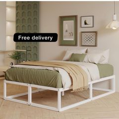 King Size Bed Frame 36cm High with Steel Slats Support
