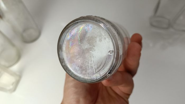440 - Set of 6 Vintage Clear Glass Collectible Decorative Bottles