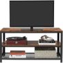 TV Stand for TV up to 43 Inches, Industrial Design Console / Lowboard / Living Room Table, Metal Frame, Wood Grain, Vintage, Dark Brown Image 5