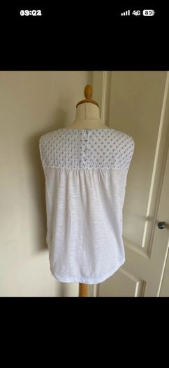White Stuff size 10 cotton embroidered top