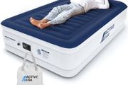 Luxury Double Inflatable Mattress | Puncture Resistant Double Airbed with Flock Coating | Quick 3 Mins Blow Up Bed with Built-in Pump | Portable Air Bed - Home Camping &amp; Guests 195x137x46cm