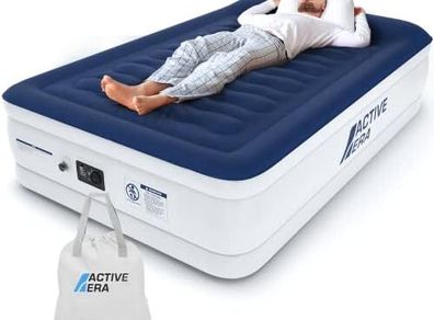 Luxury Double Inflatable Mattress | Puncture Resistant Double Airbed with Flock Coating | Quick 3 Mins Blow Up Bed with Built-in Pump | Portable Air Bed - Home Camping & Guests 195x137x46cm
