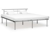 Bed Frame Grey Metal 200x200 cm