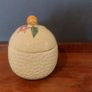 Delightful Lidded Preserve/Marmalade Pot in the Shape of a Juicy Lemon Fruit with a Leafy and Floral decoration and Finial, by Keele Street Pottery Company, Circa 1950, Funky MCM Chic Image 2