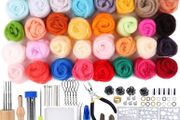 Needle Felting Starter Kit Including 40 Colours Wool Roving Set and Needle Felting Tool, Wool Painting Kit, Wool Felting Kit