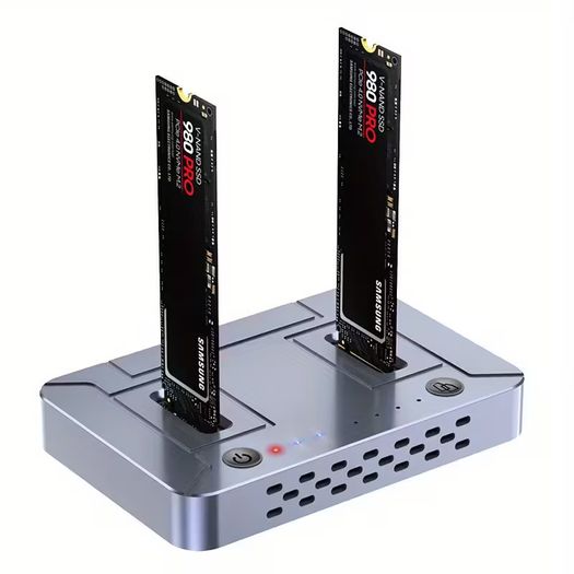 USB3. 2 Dual Disk NVME/SATA Dual Protocol Hard Drive Enclosure, Basic Offline Cloning and Copying Machine, Convenient External Storage, Quick Switching, Office Assistant, Suitable as a Gift, Data Cloning Machine, Fast File Transfer, Stylish Storage