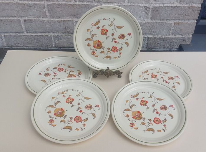 Fabulous Set of Five Dinner Plates and Five Breakfast Plates by Arklow Pottery in the Brendan Erin Stone, Unknown Pattern Name