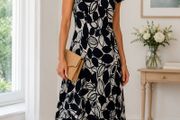 Country Collection botanical leaf print midi Dress