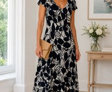Country Collection botanical leaf print midi Dress