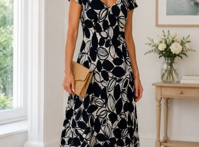 Country Collection botanical leaf print midi Dress