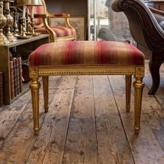 Gilt gold old carved wood stool.