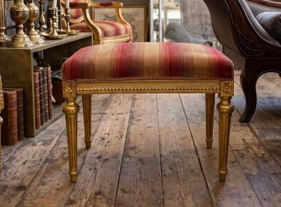 Gilt gold old carved wood stool.