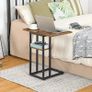 C Shaped Side Table, Foldable Sofa Table, Small Table Bedside Tables, Laptop Table for Sofa, Folding Side Table Small Coffee Tables for Living Room, Bedroom, Rustic Brown and Black Image 8