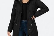 Black Winter Coat with Fur Trimmed Hood size 24 + matching hats, scarves &amp; gloves available
