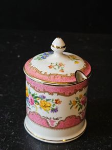 Crown Staffordshire "Lyric Tunis" Pink Mustard  Pot
