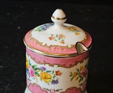 Crown Staffordshire "Lyric Tunis" Pink Mustard  Pot
